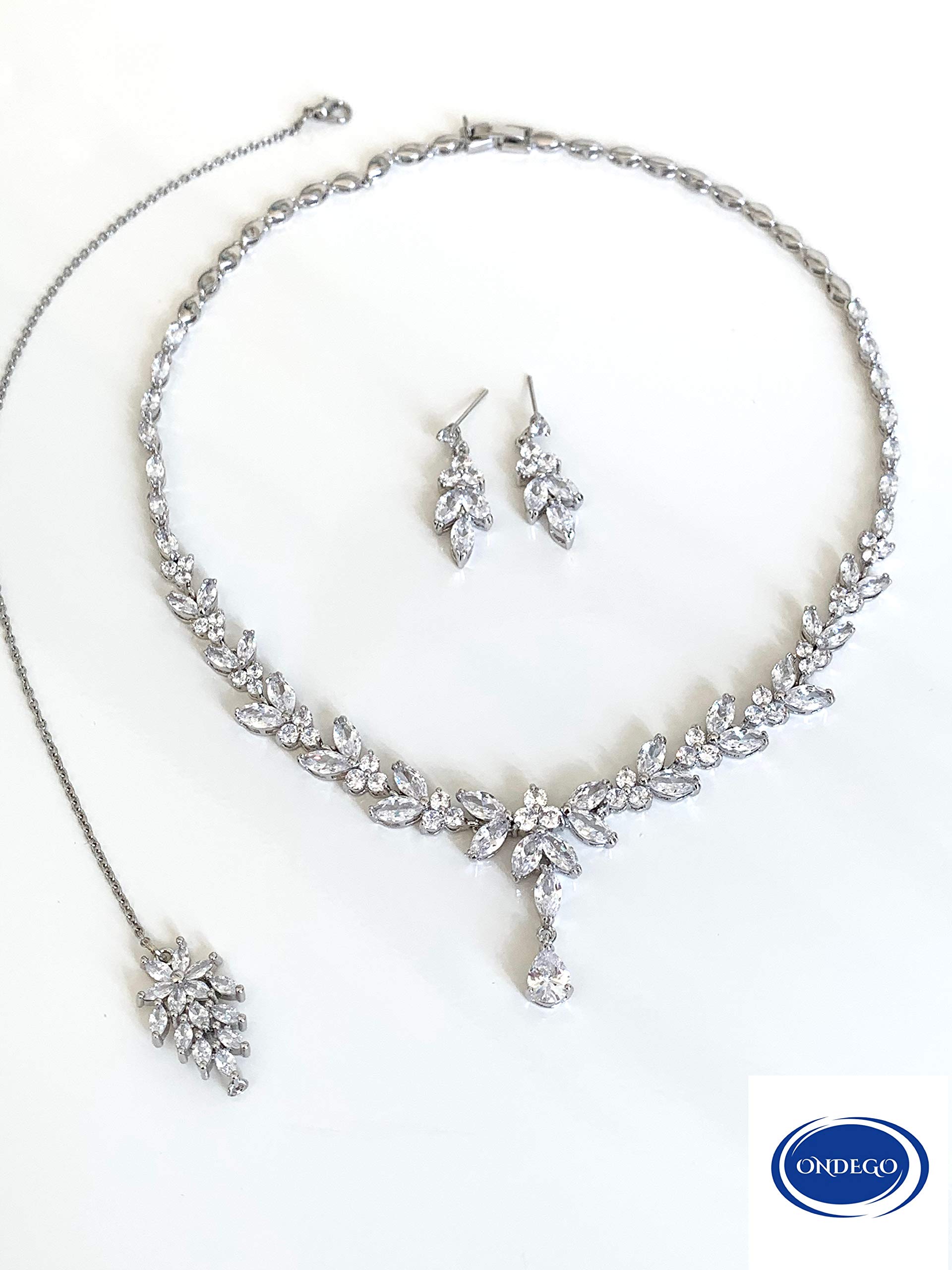 ZIRKONIA SILBER Schmuckset Brautschmuck Rückenkette Handmade dezent elegant Brautjungfer Geschenk