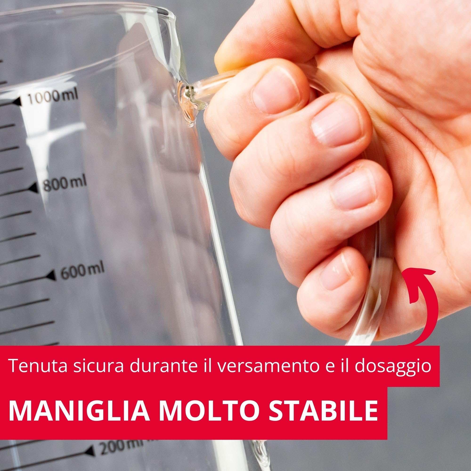 Westmark Brocca dosatrice in vetro - Ideale per misurare ingredienti per dolci e cottura, adatta a microonde, resistente alle temperature, manico ergonomico - 1,1 litri