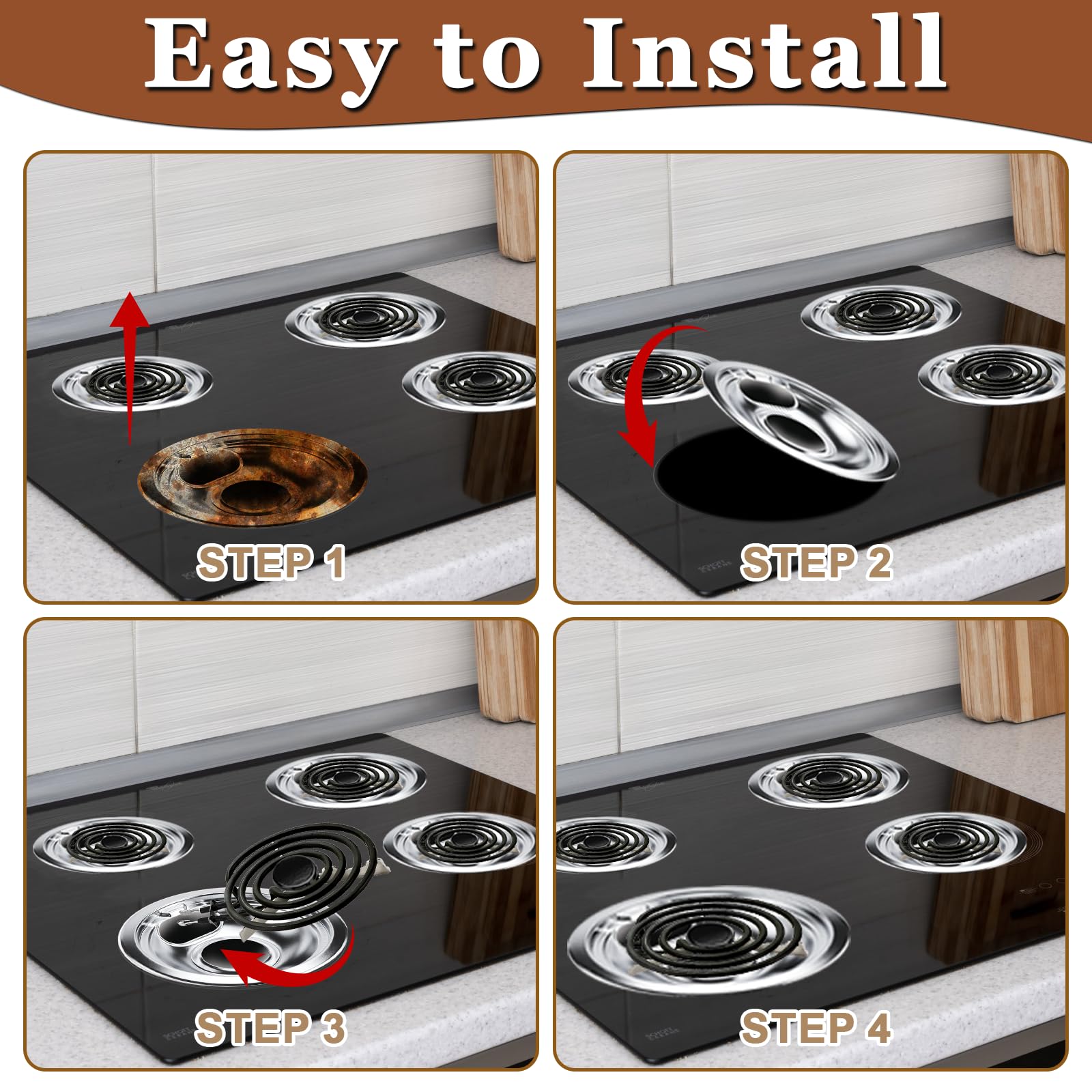 W10196405 (20.3 cm) W10196406 (15.2 cm) - Juego de quemadores eléctricos de goteo y quemador eléctrico MP22YA, compatible con Whirl-pool Ken-more Ama-na Range Horno/estufa