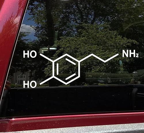 Minglewood Trading MarrĂłn - CalcomanĂa de vinilo de estructura quĂmica de dopamina - Molecular Feel Good - Adhesivo troquelado - 12 pulgadas de Minglewood Trading MarrĂłn - CalcomanĂa de vinilo de estructura quĂmica de dopamina - Molecular Feel Good - Adhesivo troquelado - 12 pulgadas de