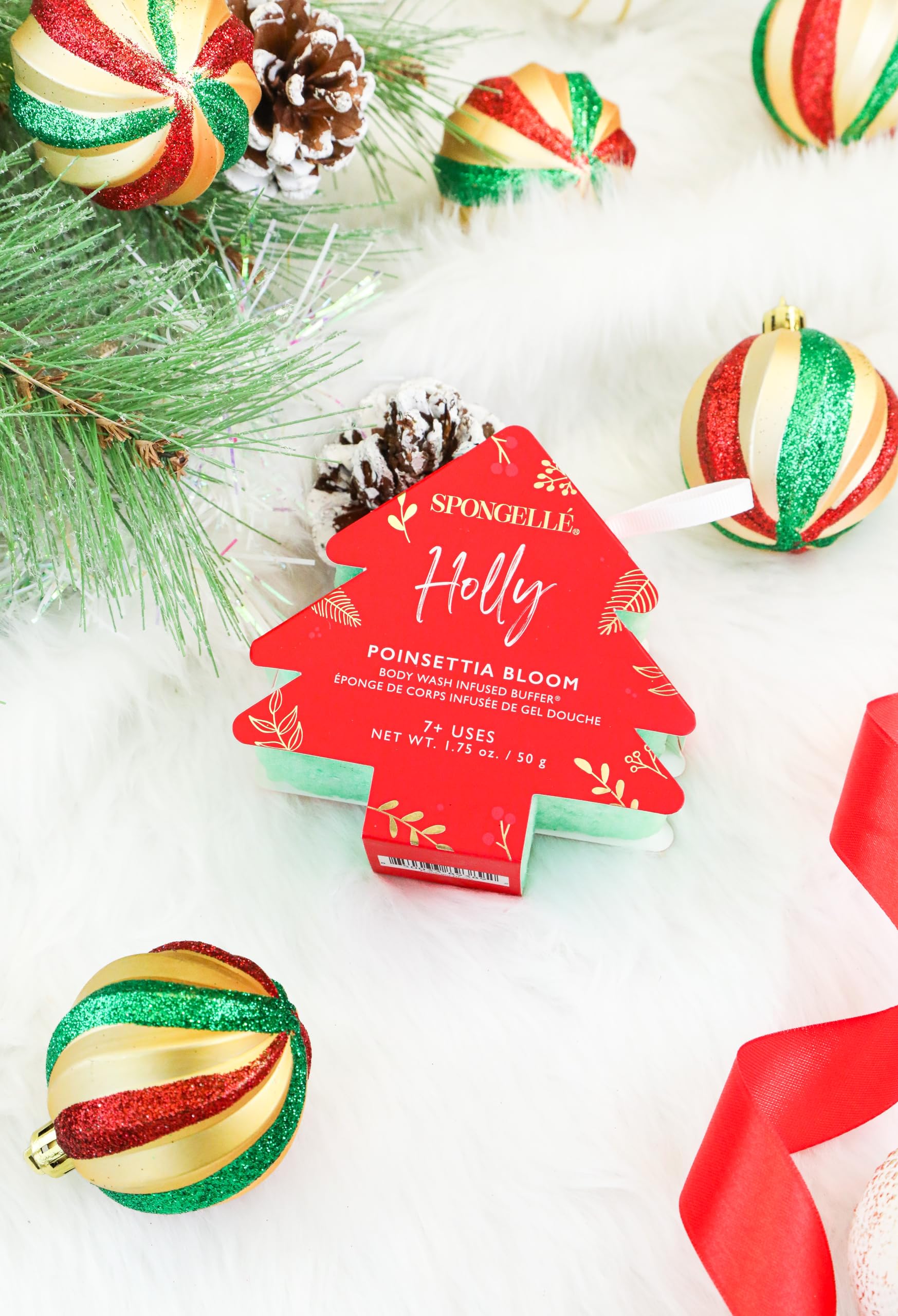 Spongell Holiday Collection Body Wash Infused Buffer, Poinsettia Bloom - Image 3