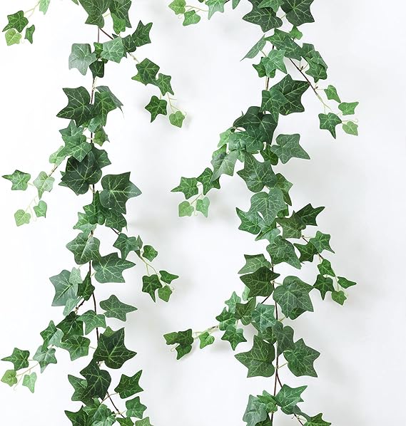 mizii 2 Strands Artificial Vines Ivy Garland 79" Fake Vine with Silk Green Leaves