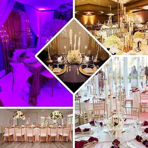 Miniatura 5 de Efavormart - Portavelas dorado de 12 brazos de 57 pulgadas con 12 tonos de cristal, arreglo de velas grandes