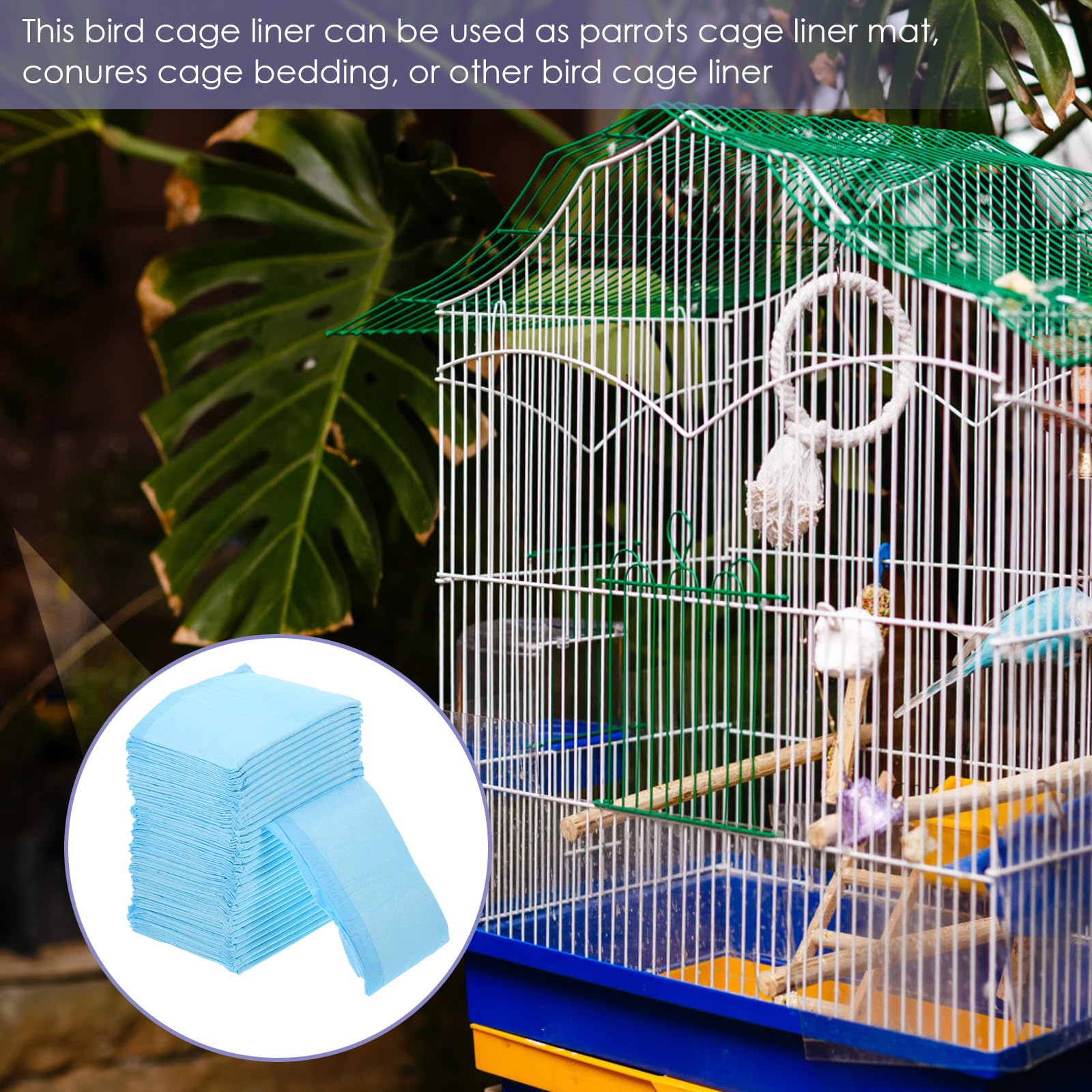 DOITOOL 100 Stück Wasserabweisende Vogelkäfigeinlagen aus Vliesstoff zur Einfachen Reinigung und Feuchtigkeitsaufnahme für Wellensittich und Papageienkäfige