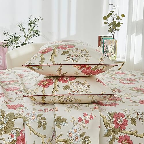 Miniatura 9 de Brandream Juego de sábanas bohemias, tamaño Queen, ropa de cama de lujo con estampado floral de cachemira bohemio, 800 hilos, 100% algodón egipcio,