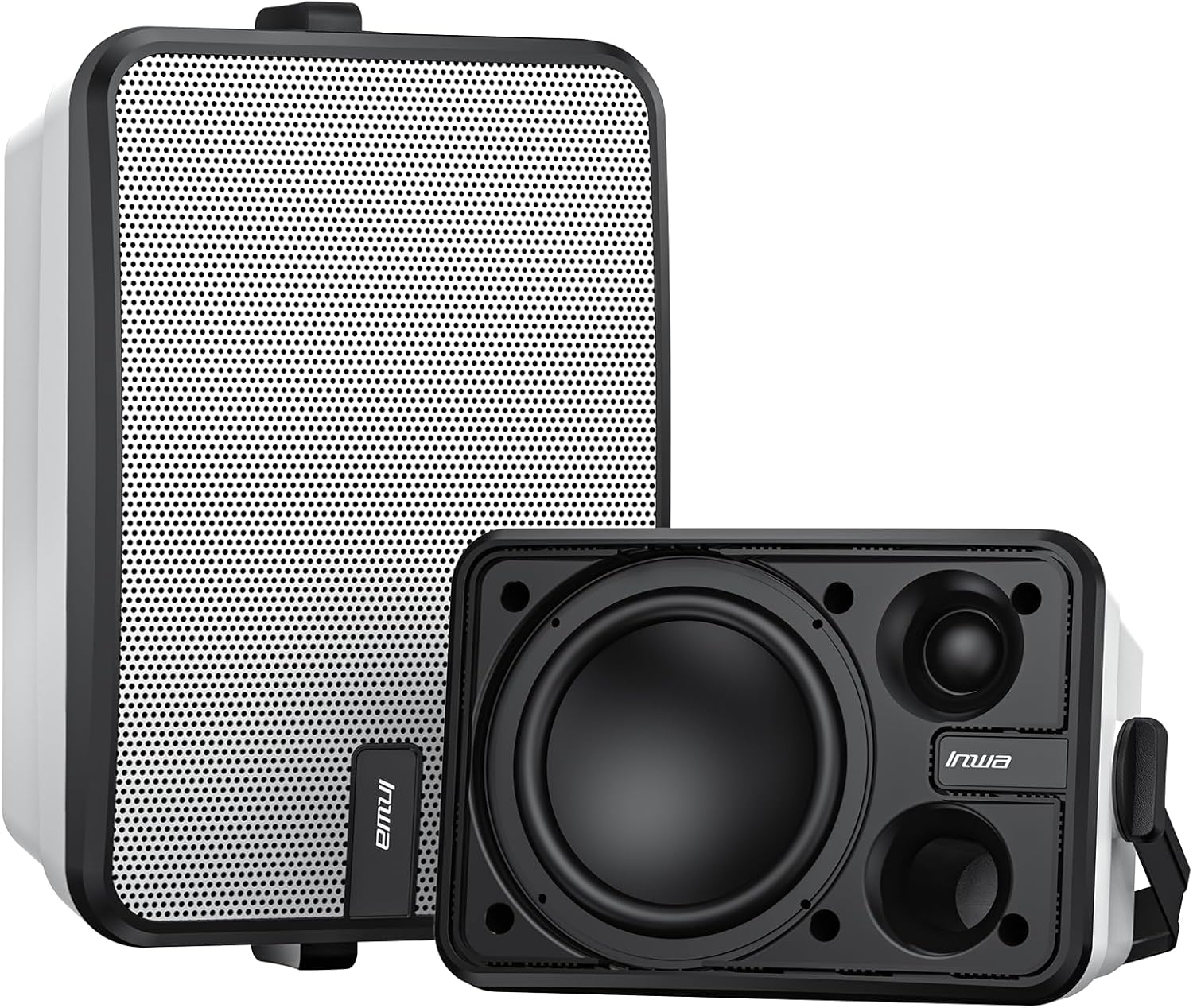 Inwa Outdoor Bluetooth Speakers, Waterproof Wall Mount Speaker, Powerful Indoor/Outdoor Sound System, Wireless Sync Up to 100 Speakers, Suitable for Patio/Porch/Gazebo/Garage, Pair (MZ-658)