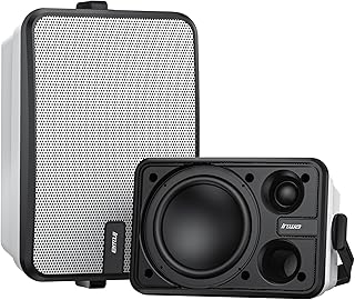 Inwa Outdoor Bluetooth Speakers, Waterproof Wall Mount Speaker, Powerful Indoor/Outdoor Sound System, Wireless Sync Up to 100 Speakers, Suitable for Patio/Porch/Gazebo/Garage, Pair (MZ-658)