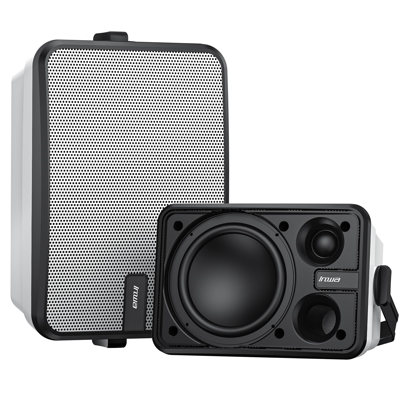 Photo 1 of Inwa Outdoor Bluetooth Speakers, Waterproof Wall Mount Speaker, Powerful Indoor/Outdoor Sound System, Wireless Sync Up to 100 Speakers, Suitable for Patio/Porch/Gazebo/Garage, Pair (MZ-658)