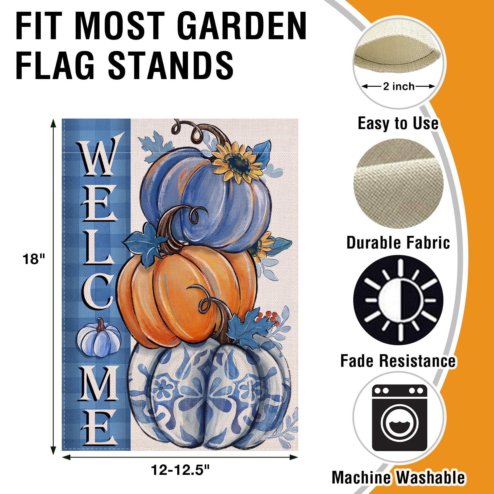 Covido Gartenflagge Welcome Fall – Mit Kürbis & Sonnenblumen, 32,5x45,7 Cm, Wetterfest