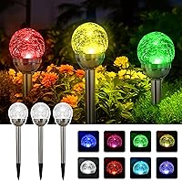 Vista 1 de Solpex - Luces solares de jardín para exteriores, paquete de 3 unidades, multicolor, cambio de color y blanco, 2 modos, bola de vidrio alimentada