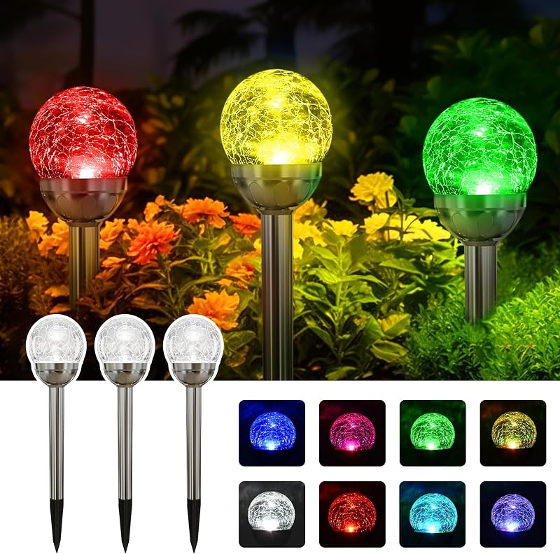 SOLPEX Luces solares para jardín al aire libre, paquete de 3 luces solares que cambian de color