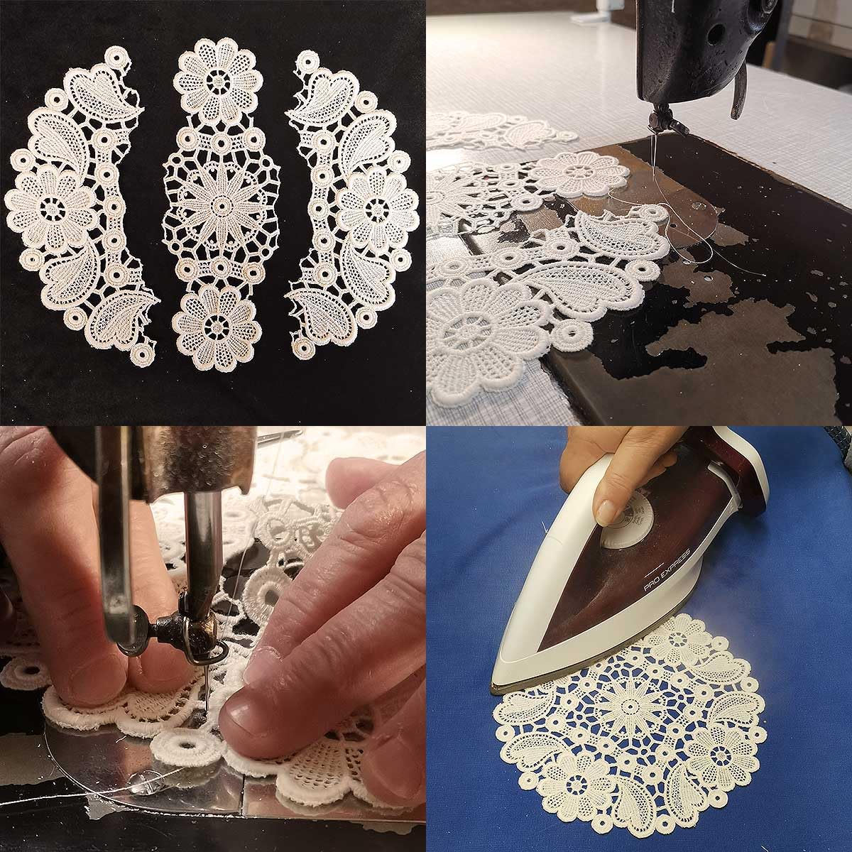 Deckchen Annegret Vogtländische Spitze handgefertigte Wickeldecken 2er Set in natur | Tischdecke mit Blumen-Muster | Baumwollspitze Tisch-Dekoration mit Blumen handgearbeitet Tischdecken-Set oval