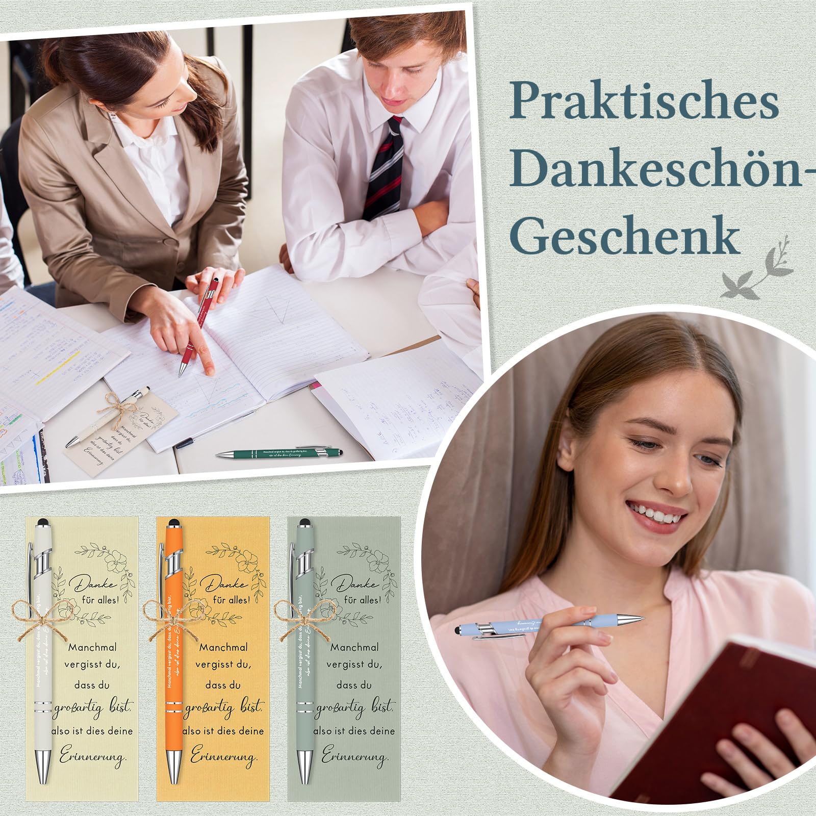 Nezyo 20 Sets Dankeschön Geschenke für Kollegen zur Wertschätzung Der Mitarbeiter Kugelschreiber mit Lesezeichenkarte für Team Kollegen, Pflegekräfte, Lehrer, Freunde und Mitarbeiter(Danke)