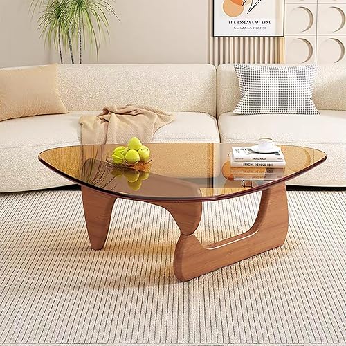 Miniatura 6 de Mesa de centro moderna de vidrio para sala de estar de mediados de siglo, pequeña mesa de centro elegante, adecuada para dormitorio, sala de estar,