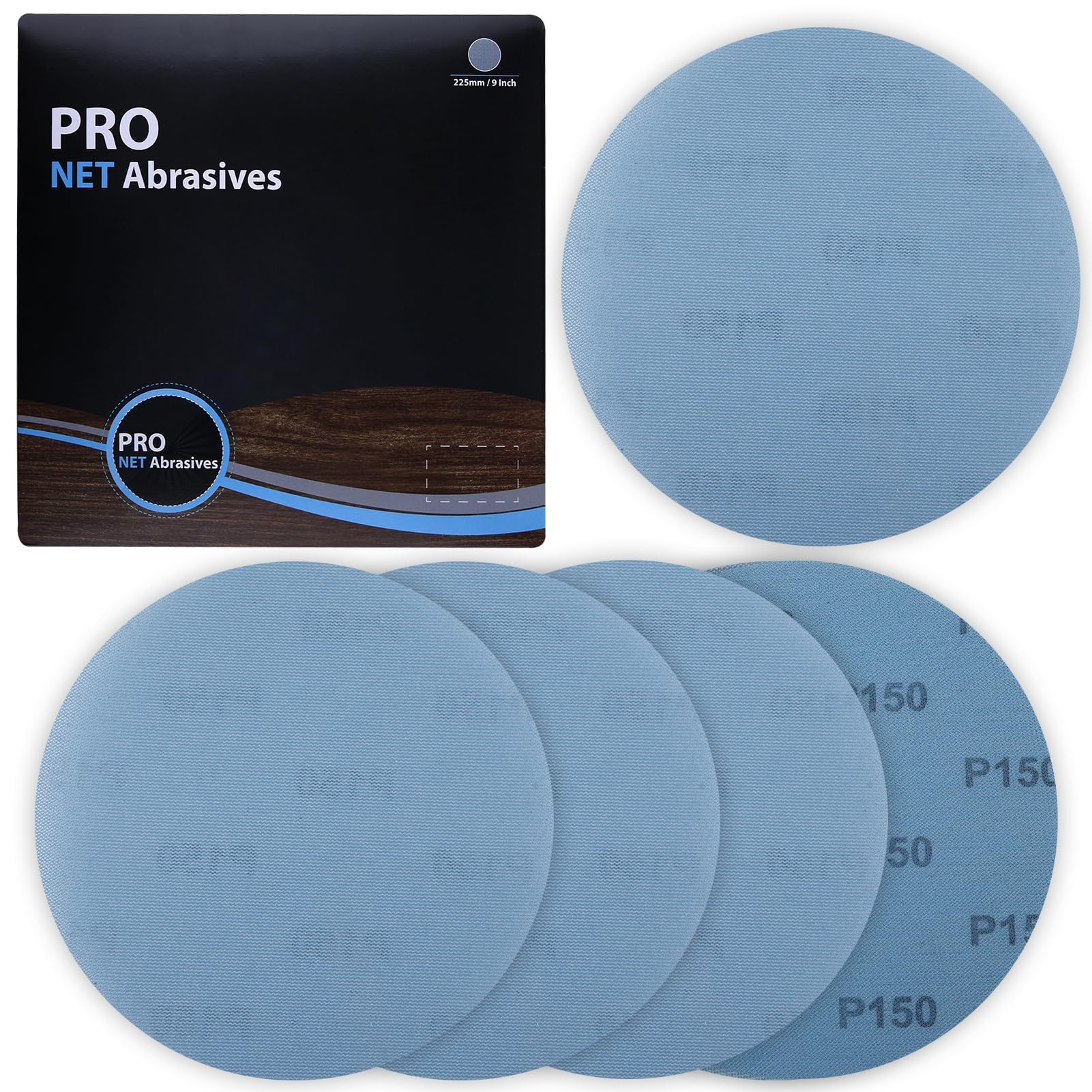 LEONTOOL 9 Inches Mesh Abrasive 150 Grit 5 PCS Dust-Free Hook and Loop Drywall Sanding Disc, Mesh Sandpaper Net Sander Disc Abrasives Pads Mesh