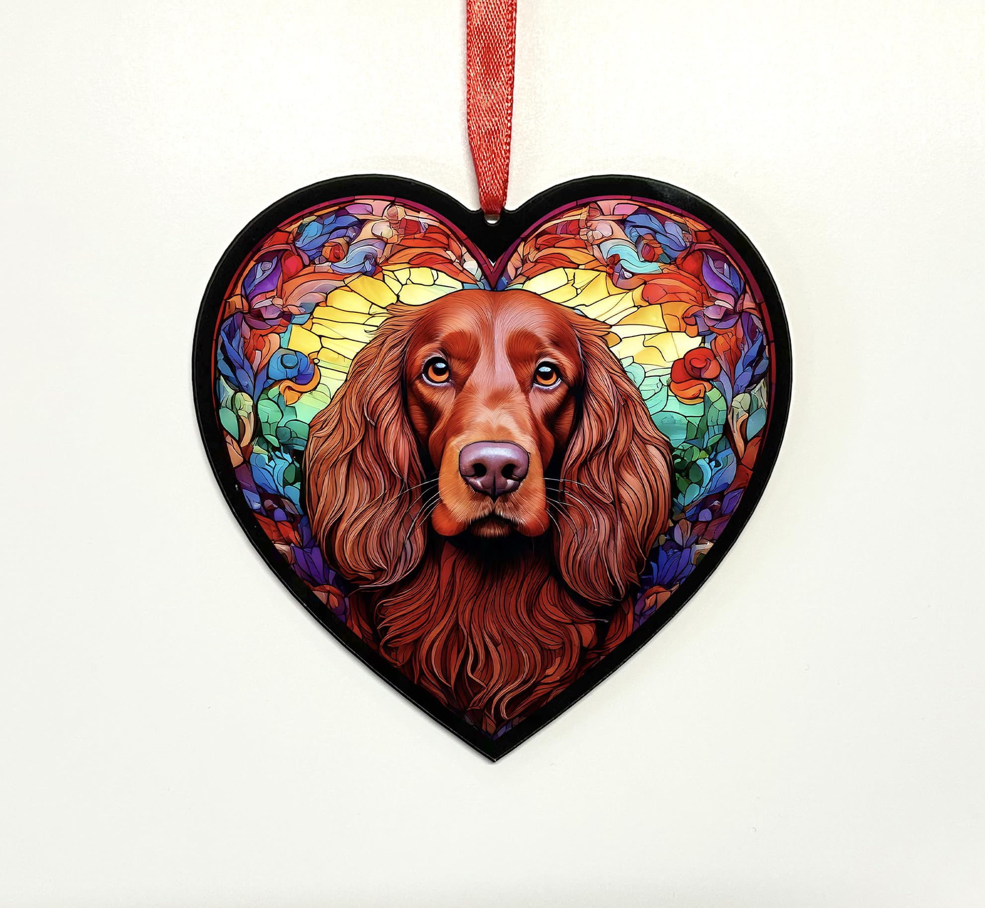 Red Setter Heart Suncatcher - Memorial or Gift for Dog Lovers - 19cm