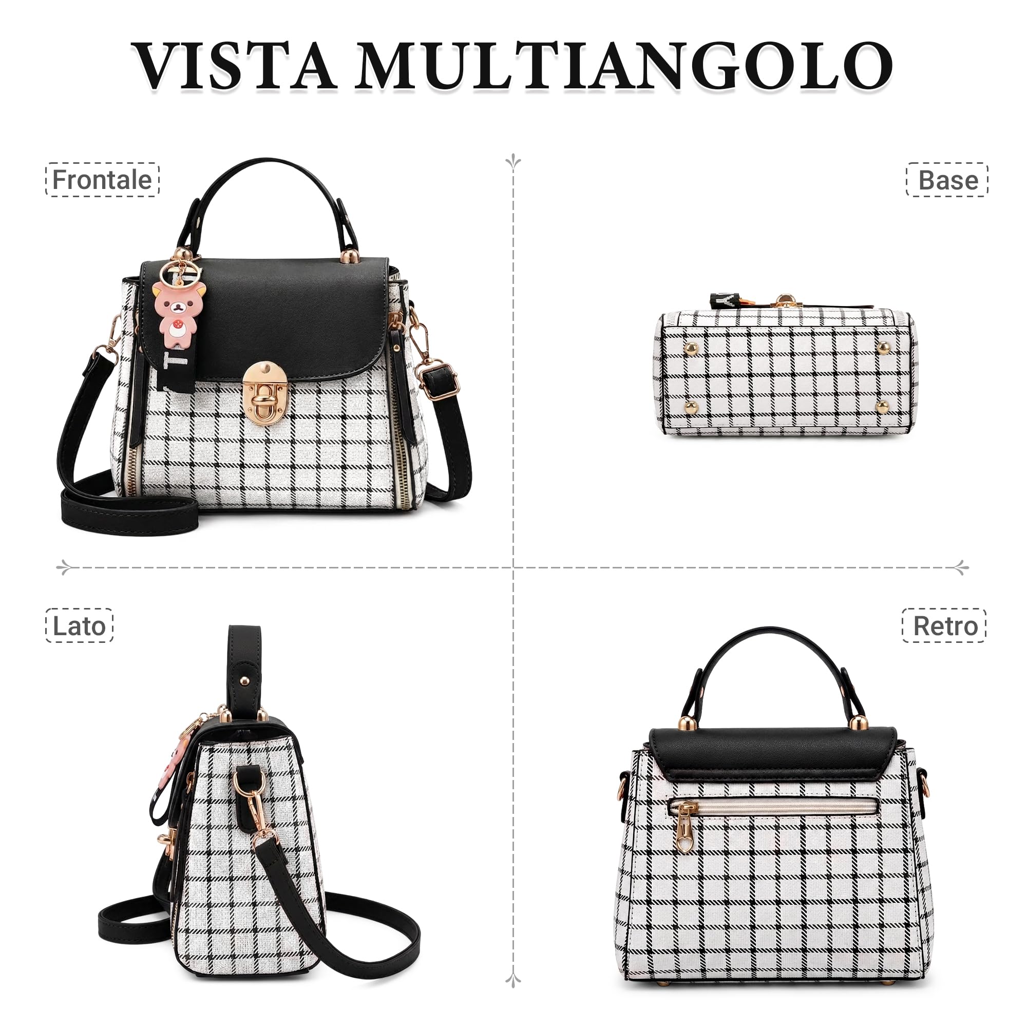 DIRRONA Carino Borsa a Mano Moda Casuale Borsa a Tracolla Donna Borse a Spalla Viaggiare Lavori PU Pelle Tote Borse Reticolo Borsa Donna Nero