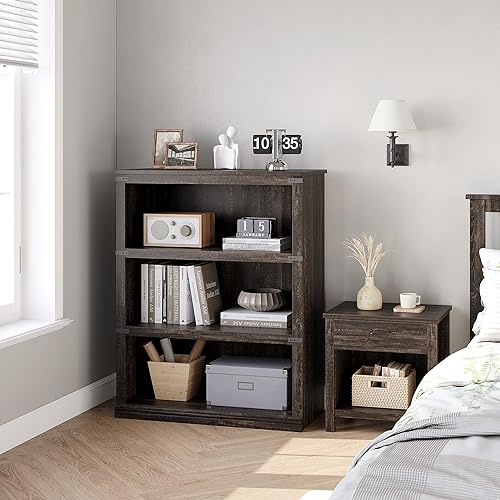 Miniatura 5 de GAOMON Estantería de 3 niveles, estante de libros de granja con estantes abiertos de almacenamiento, estantería baja de 40 pulgadas, estantería de