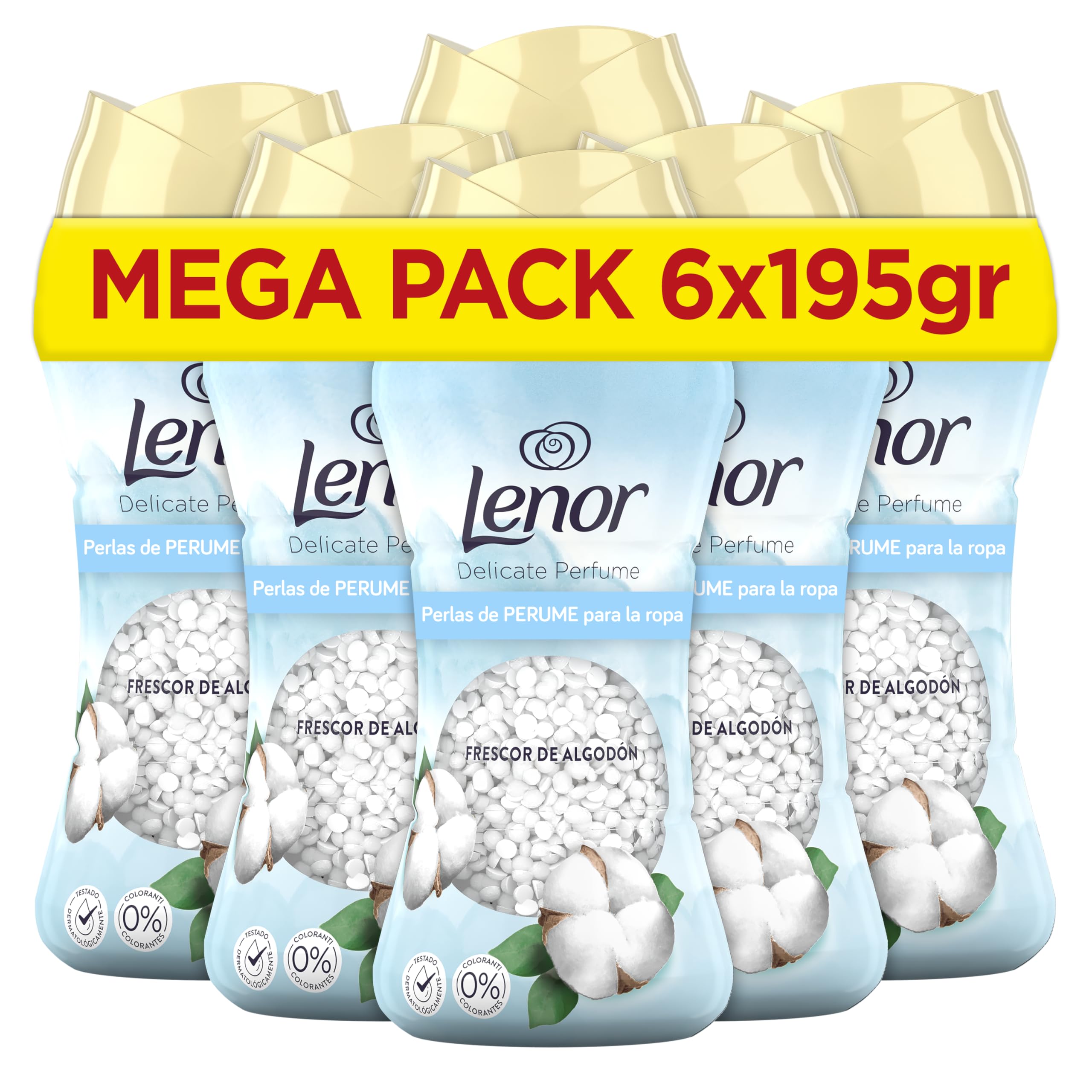 Lenor UNstoppables Perfume Beads for Clothes, 96 Washes (6 x 195 g), Fabric Softener with Fresh Fragrance Cotton, Freshness Enhancer