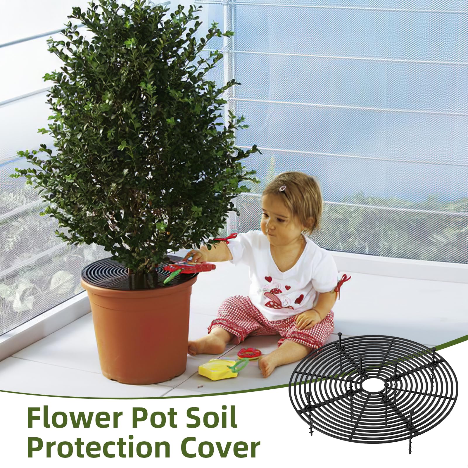 Lot De 4 Grilles De Protection Pour Pots De Fleurs - Diamètre 40 Cm, Réglables - Empêche Les Chats/animals De Gratter La Terre - 2