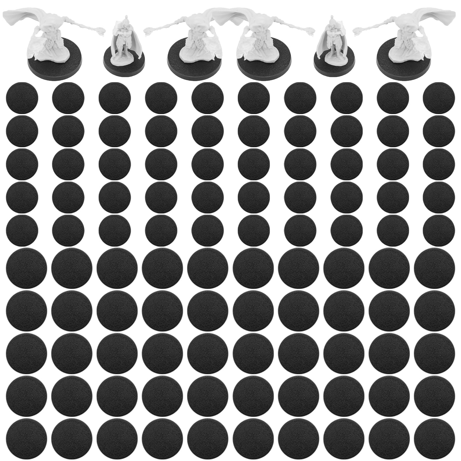 DisplayMore 100Pcs Mix Round Plastic Model Bases 25mm/32mm for Gaming Miniatures or Wargames Role Playing Board Game Figure Toy (100PCS-25&32mm-Black)