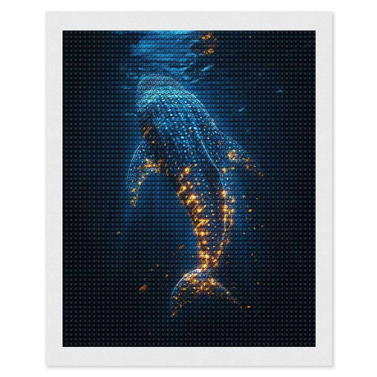 Junmoney Glowing Whale Shark Diamond Art Canvas 16"x20", Full Kit Included, Bedroom Decor, for Beginners, Thoughtful Handmade Gift