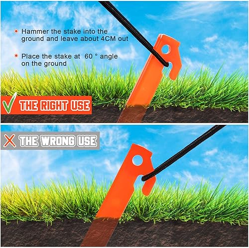 Miniatura 10 de Estacas de plástico para tienda de campaña de 9 pulgadas, estacas de gancho de punta, estacas de tienda de campaña seguras para San Valentín,