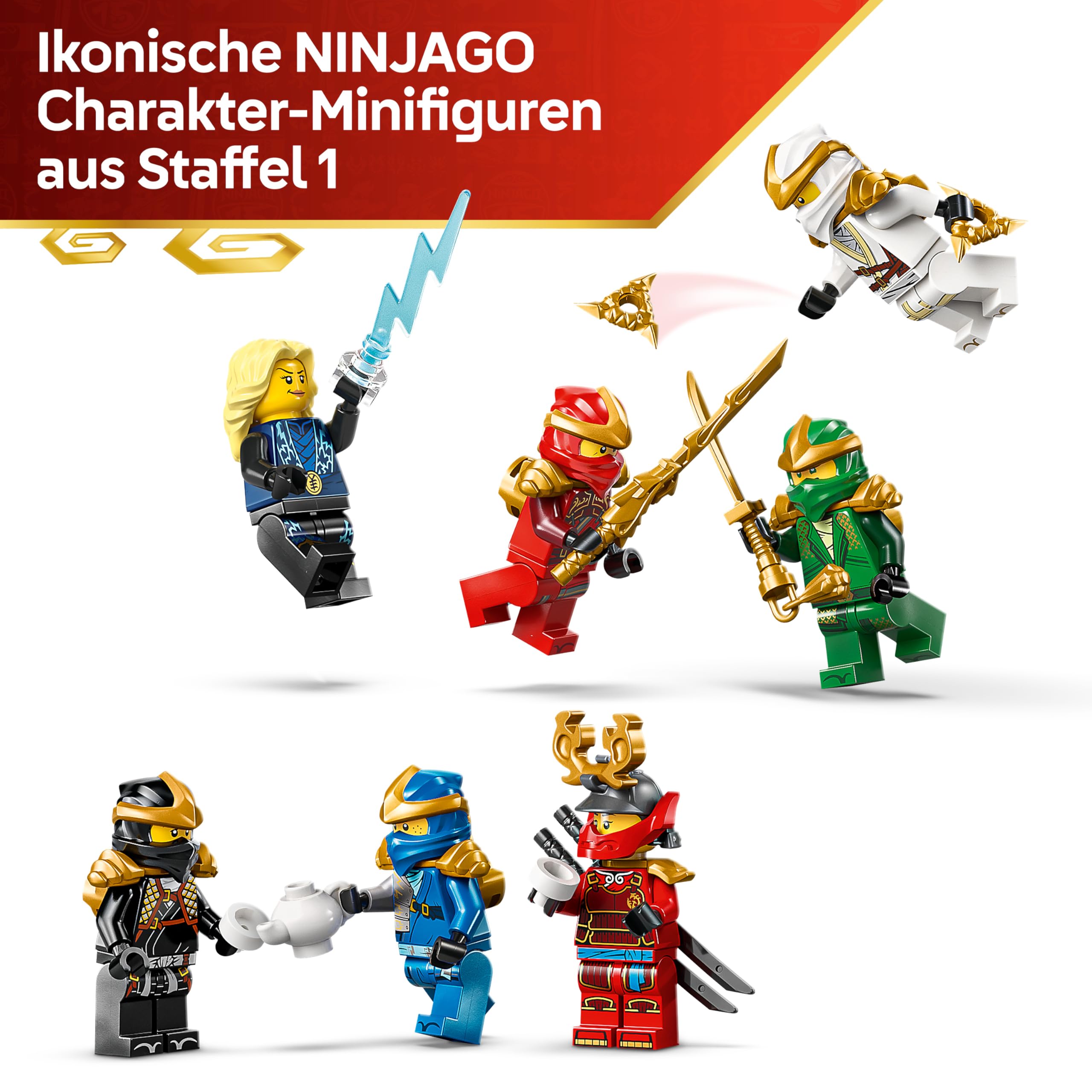 LEGO NINJAGO 15-jähriges Jubiläum: Ninja-Charaktere zum Ausstellen - Kloster Spielzeug mit 8 sammelbaren Minifiguren & Schwertern - Kreatives Geschenk für Jungen ab 14 Jahren & erwachsene Fans - 71866