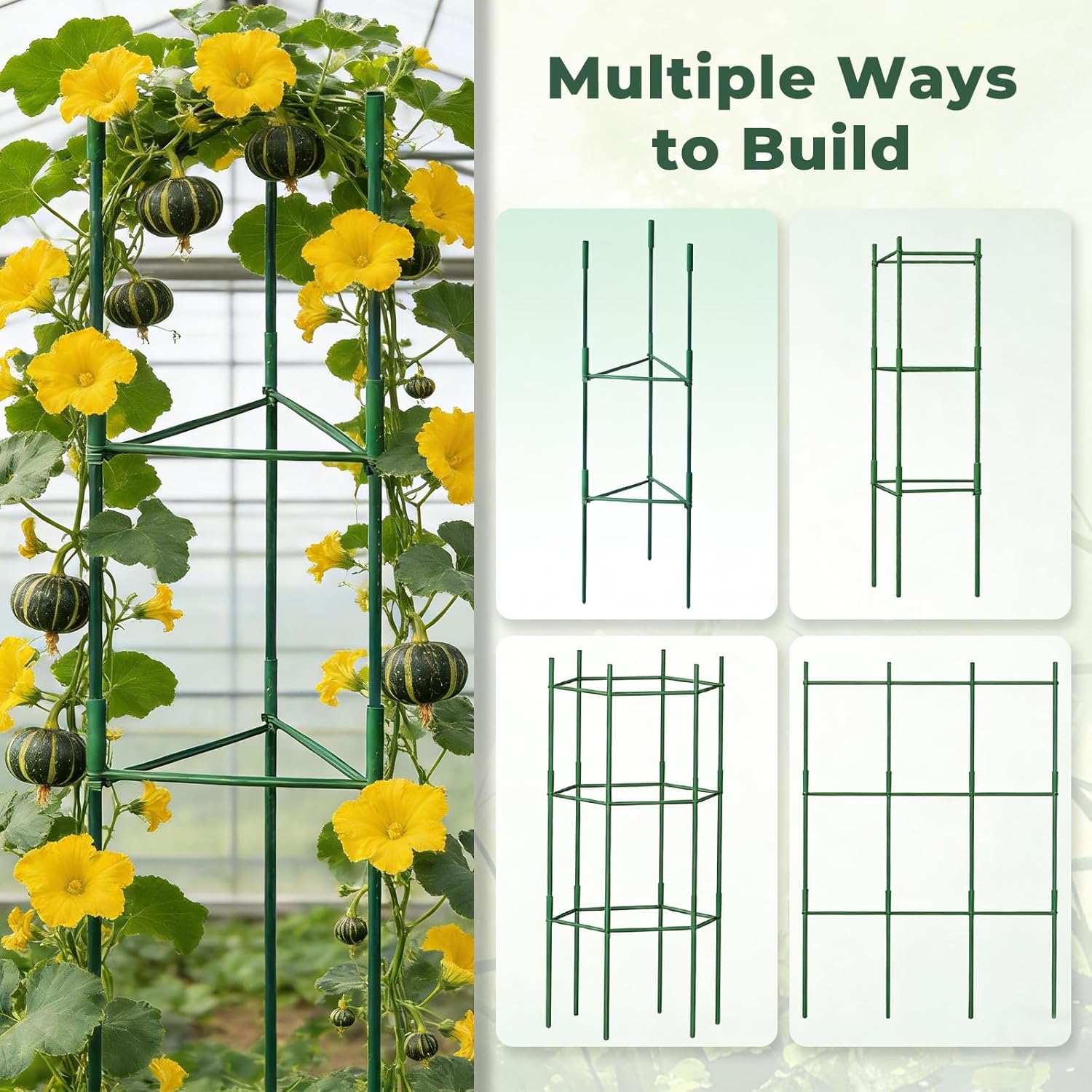 6 Pack Tomato Cages for Garden, Up to 48in Adjustable Tomato Cage, Tomato Stakes Plant Cage for Garden Plant Support, Climbing Vegetables Plants Flowers