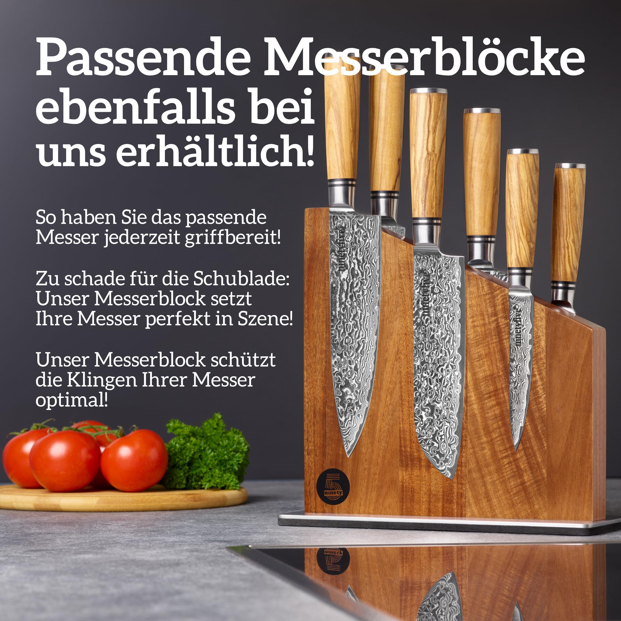 ninetyfive® hochwertiges 6 teiliges Damastmesser Set mit edler Geschenkbox aus Holz | extrem scharfe Küchenmesser mit Echtholzgriff | Küchenmesser Damast | Messerset | Messer damast