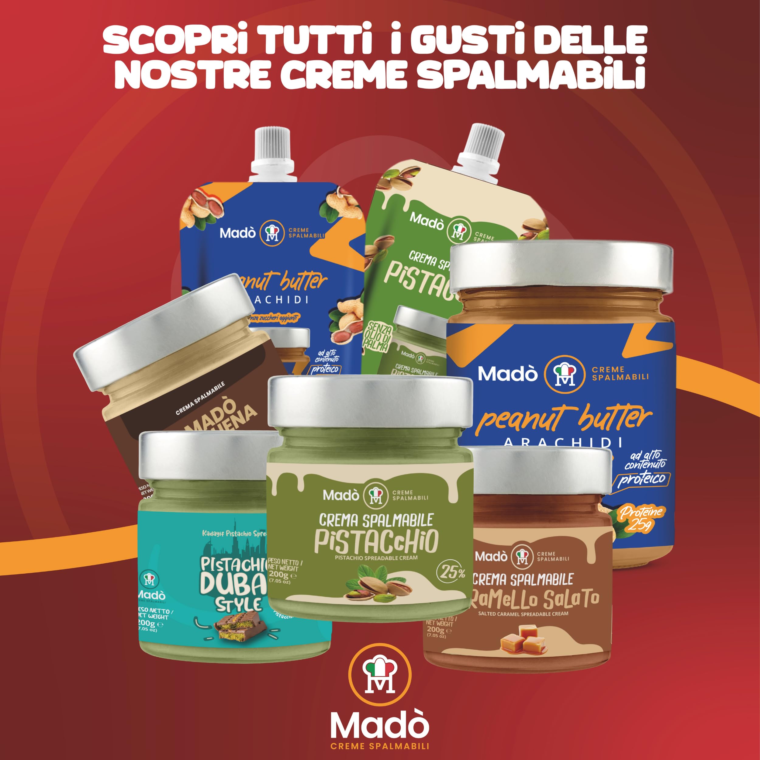 MADÒ Crema Spalmabile al Pistacchio Artigianale MADE IN ITALY - Creme Spalmabili per Panini, Dolci, Colazioni, Prodotti da Pasticceria (1kg)