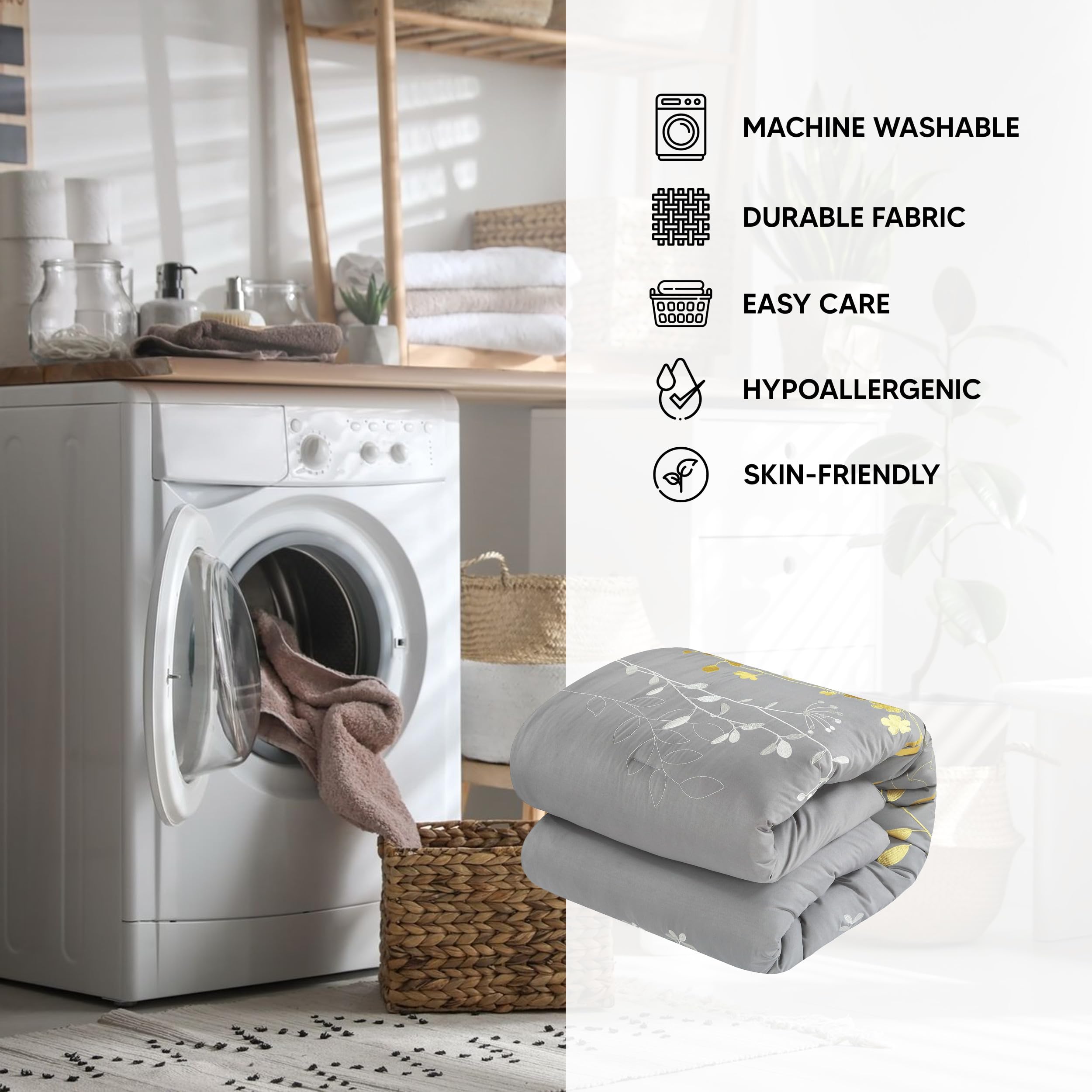 Chic Home 8-częściowy zestaw kołdry ogrodowej Bliss, King, żółty