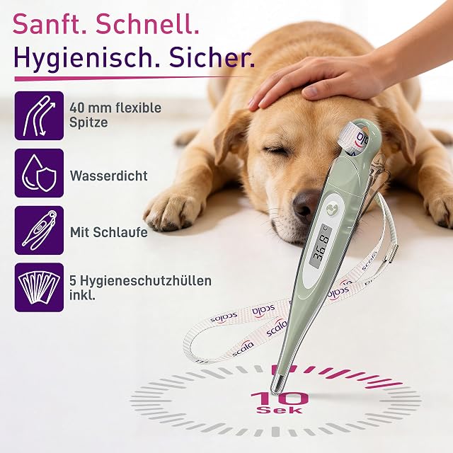Foto 2 de 7 de SC 1505 flex termómetro para mascotas con punta flexible para una medición especialmente cuidadosa incl. 5…