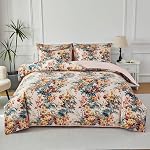 URBONUR 100% Coton Percale Couvercle de coudée Set Queen Taille 3 PCS Soft respirant Botanical Bedding Set Green Leaves and Birds Printed on White Cover, Corner Ties Button Close