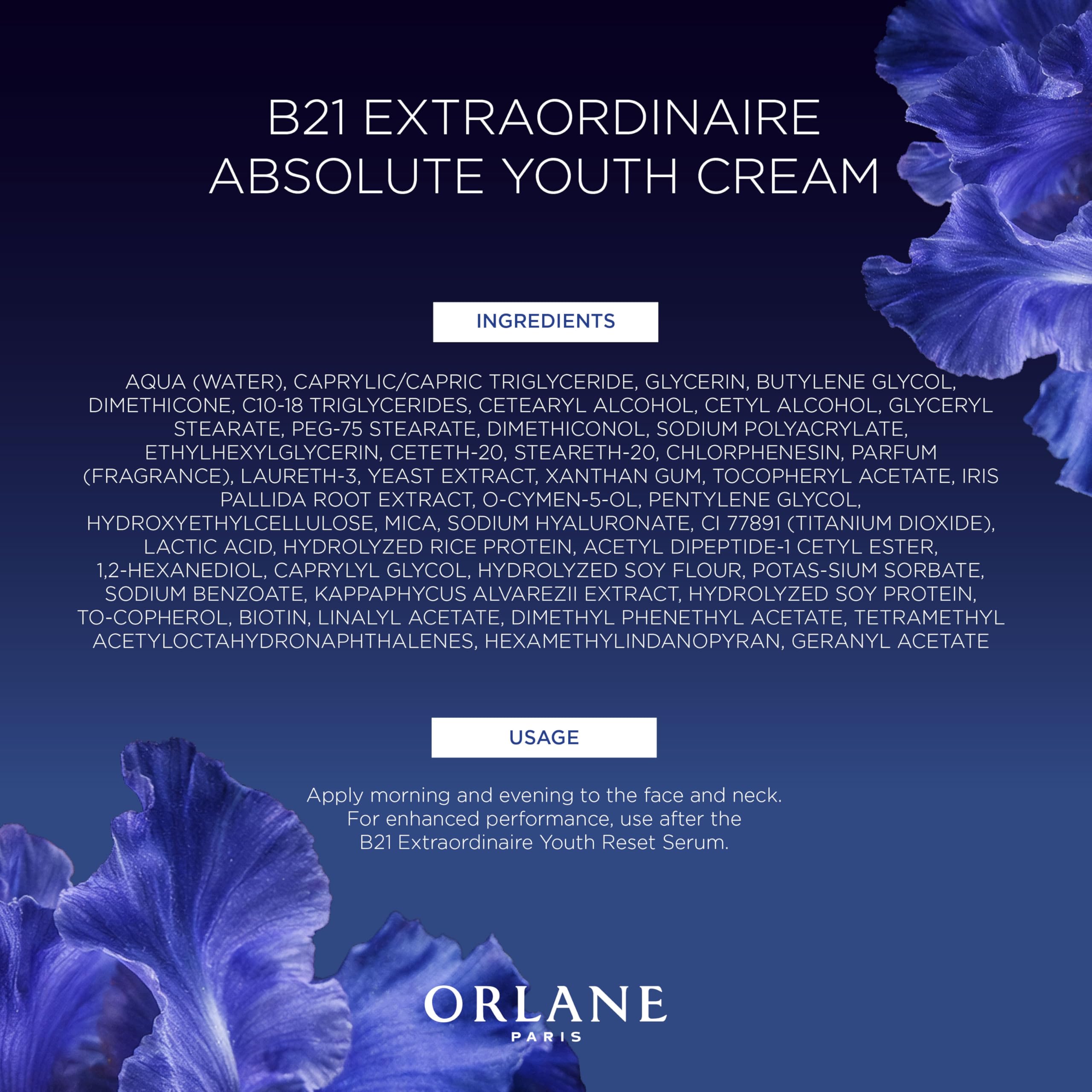 B21 Extraordinaire Absolute Youth Cream, Anti-Aging Cream, Exclusive Youth Reset Complex, 21 Amino Acids from Pale Iris Stem Cells, Active Defense Complex, 50ml, 1.7oz