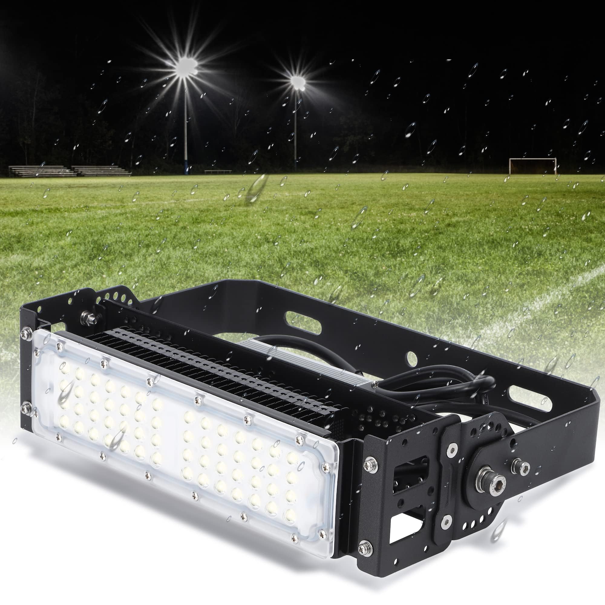 Spolehli LED Stadium Light 50W Flood Light 6500LM 6500K AC100-265V Stadium Flood Light IP66 Waterproof Lighting Fixture for Stadium, Playground, Dock, Square, Outdoor Area Lighting