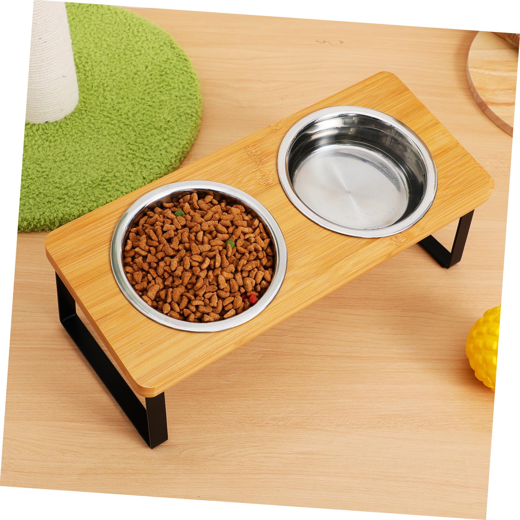 Ciotole Rialzate Gatto Doppie in Acciaio Inox con Supporto | Base Antiscivolo, Altezza Ergonomica, Uso Interno per Gatto e Cane Piccolo, Design Elegante