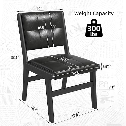 Miniatura 3 de civama Juego de 2 sillas de comedor de piel sintética, sillas de cocina sin brazos con respaldo cómodo, marco de madera maciza y cojín tapizado para
