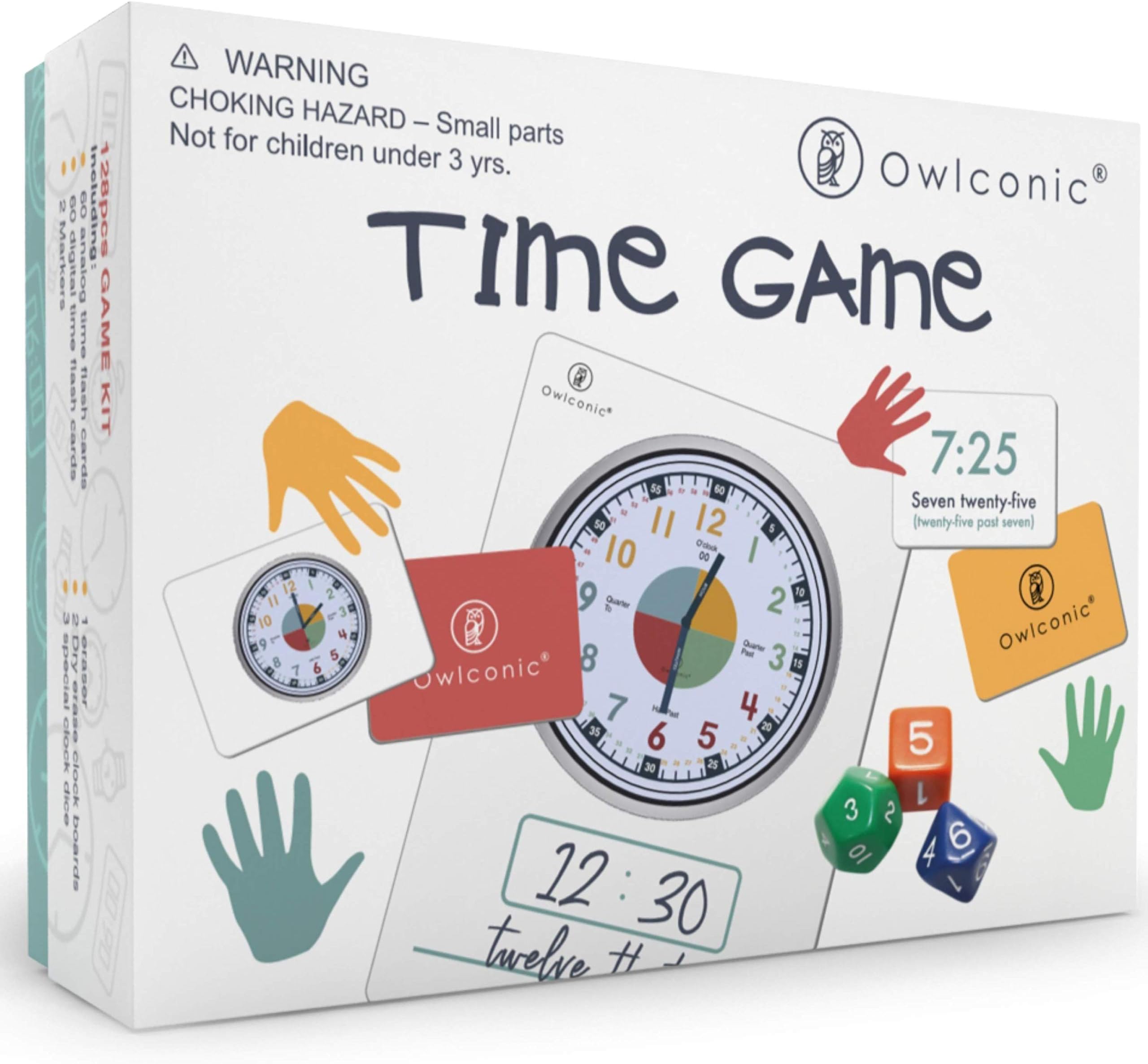Learning Time Game - 128 Piece Teaching Aid to Help Kids Learn Analog and Digital Time - Educational Resource Toy for Children - Kindergarten Homeschool Supplies