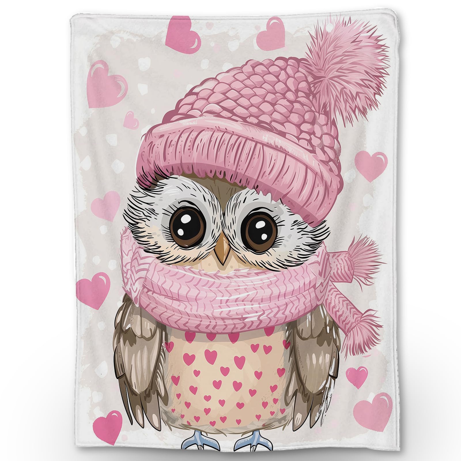 Ti Caldi Cute Owl Blanket, Soft Warm Lightweight Animal Flannel Throw Blanket for Couch, Bed, Travel & Outdoor, Cozy Fluffy Fuzzy Blankets for Women