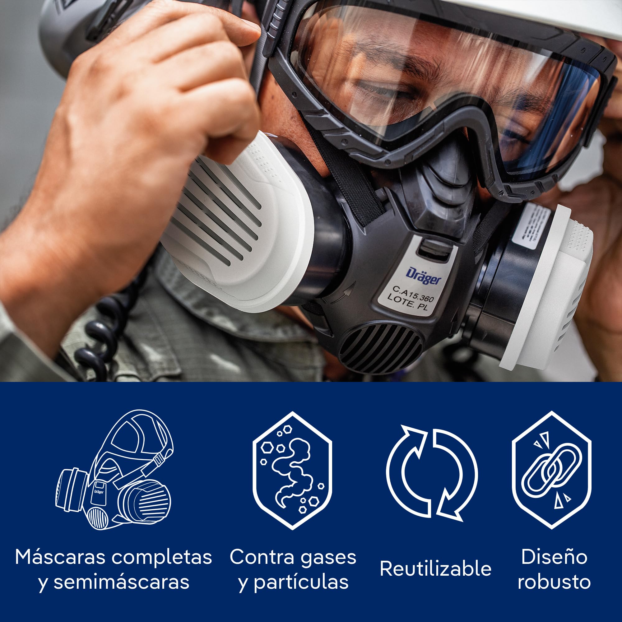 Dräger filtros X-plore A1B1E1K1 HG P3 R D | 6 filtros de protección respiratoria química Frente a vapores | Compatible con Las máscaras Dräger 3300/3500/5500