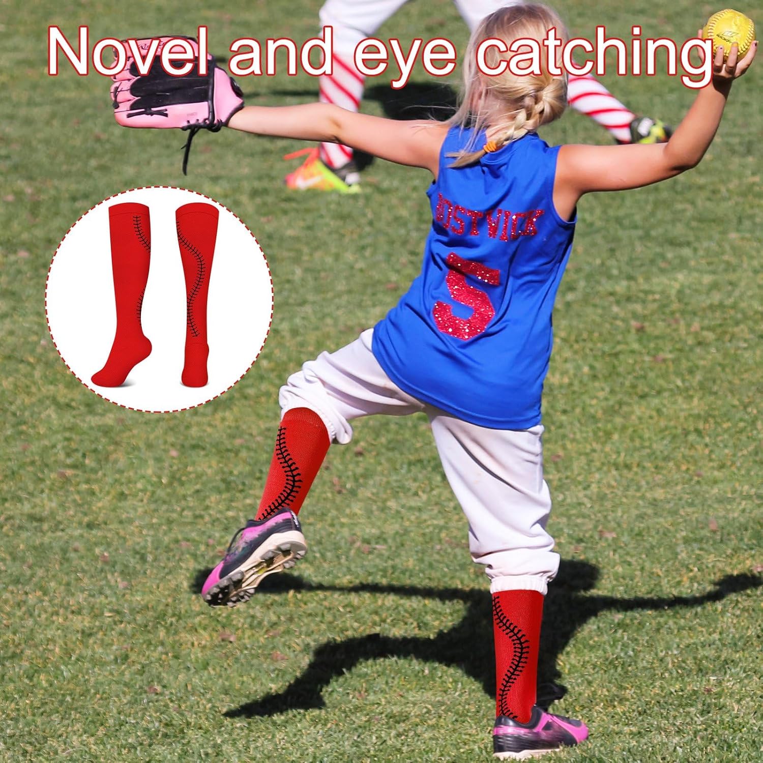 Xtinmee 6 Pairs Girl Softball Socks Youth Neon Sport Baseball Socks Sock Gifts for Girls Team Stuff - Image 4