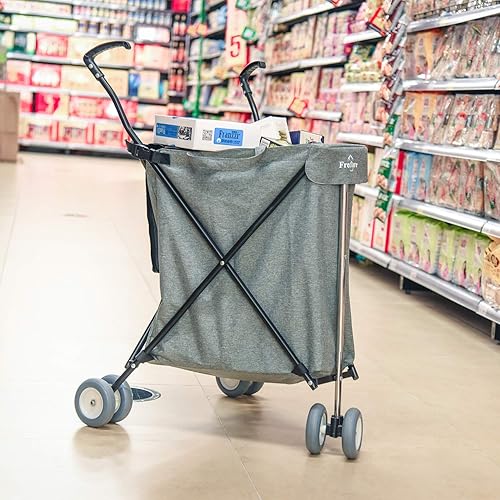 Miniatura 3 de Carrito de compras utilitario con ruedas  Carro plegable de empuje plegable para comestibles, carrito de lavandería con diseño flexible de moda