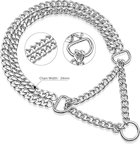 Miniatura 9 de Collar de cadena de oro para perro, acero inoxidable de oro de 18 quilates, ajustable para caminar, collar de perro de eslabones cubanos de metal, a