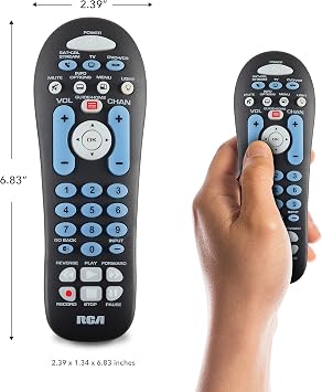 RCA RCR313BE Big Button Three-Device Universal Remote, Black