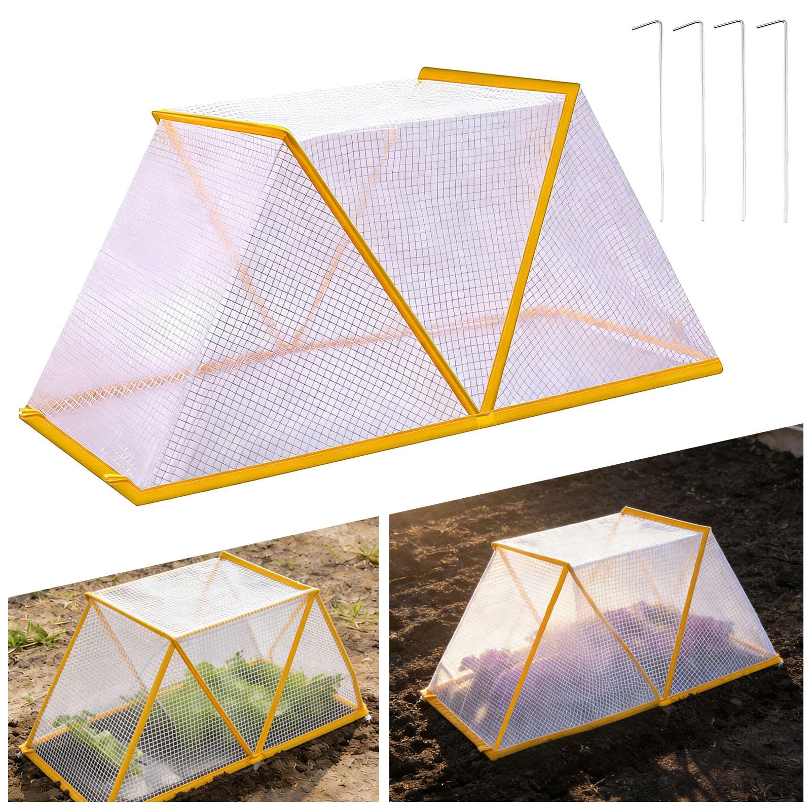 Blueshyhall Garten Frühbeet Mini Gewächshaus, Pflanzen Frühbeet Abdeckung Klein Hochbeet Balkon, Pflanzenschutzhaube Faltbar Tragbar, Pflanzentunnelbögen für Pflanzreihen Gartenbeet (80 x 34 x 35 cm)