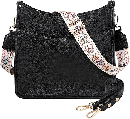 RAVUO Hobo - Bolsos de hombro para mujer, bolsos cruzados de cuero vegano de moda y bolso de mano con 2 correas desmontables