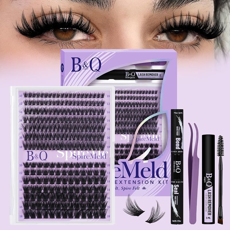 B&Qaugen Kit de Cílios Postiços em Tufos Estilo Manga com Pontas Espigadas, Curvatura D, 10–18 mm, 231 Unidades