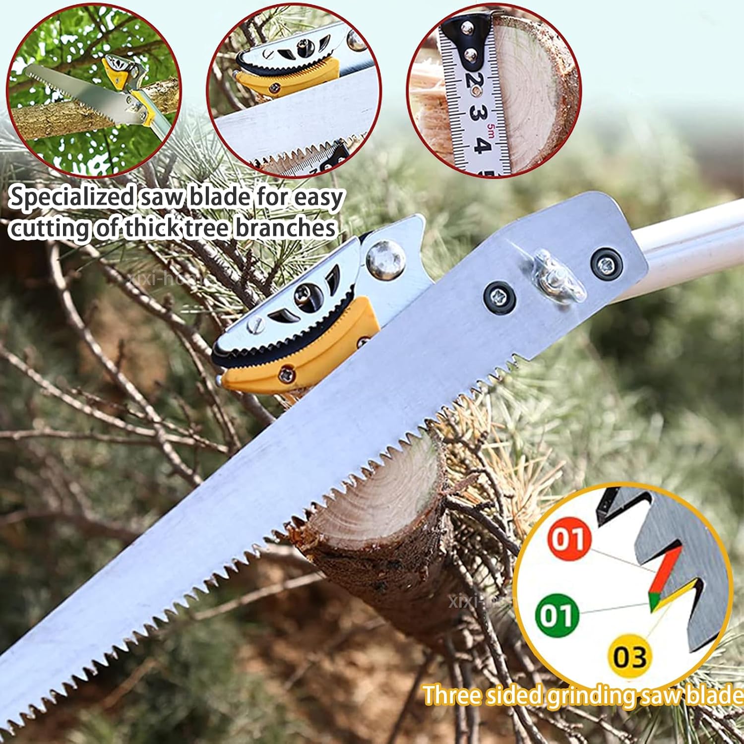 xixi-home 4.6-9.8 Ft Cut and Hold Pruners Long Reach Pole Saw Pruning Shears and Hold Bypass Pruner Extendable Tree Trimmer with Dedicated Serrations Telescoping Fruit Picker