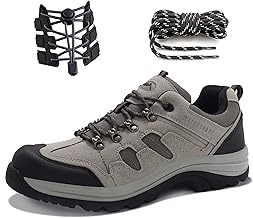 CC-Los Men's Waterproof Hiking Shoes Lace-Free Lightweight & Breathable No Tie Outdoor Work Walk Shoe Size 6-12.5